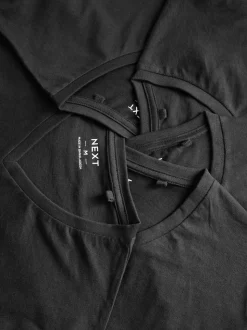 Noir - Lot de 5 T-shirts Col en V 100% Coton Coupe ajustée