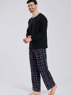 Noir - Loungeable Ensemble pyjama Carreaux en polaire