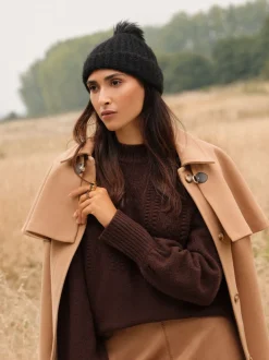 Noir - Love & Roses Chapeau à pompon confortable