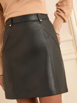 Noir - Love & Roses Minijupe en similicuir