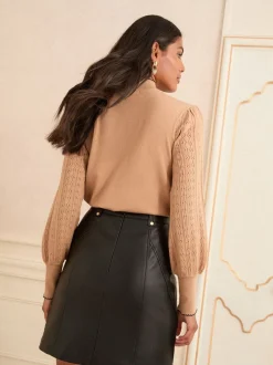 Noir - Love & Roses Minijupe en similicuir