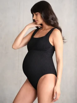 Noir - Maillot de bain de Grossesse Seraphine Texturé