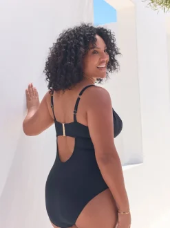 Noir - Maillot de bain DK à armatures avec contrôle du ventre