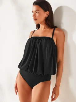 Noir - Maillot de bain Imprimé Blouson Shaping