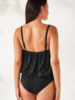 Noir - Maillot de bain Imprimé Blouson Shaping