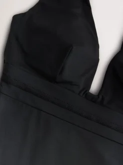 Noir - Maillot de bain plongeant et galbant avec contrôle du ventre