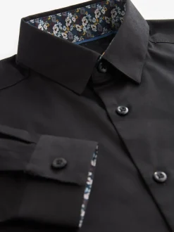 Noir - Manches longues Chemises à bordures intelligentes (3-16yrs)