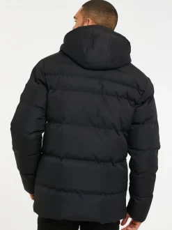 Noir - Manteau bouffant imperméable à capuche de Threadbare