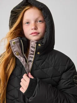 Noir - Manteau Ceinturé Baker by Ted Baker, mi-lourd, matelassé et Résistant à la douche