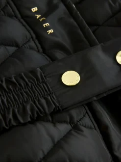 Noir - Manteau Ceinturé Baker by Ted Baker, mi-lourd, matelassé et Résistant à la douche