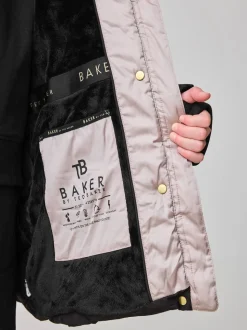 Noir - Manteau Ceinturé Baker by Ted Baker, mi-lourd, matelassé et Résistant à la douche