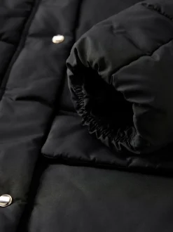 Noir - Manteau long matelassé à capuche résistant à la douche