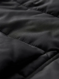 Noir - Manteau long matelassé à capuche résistant à la douche