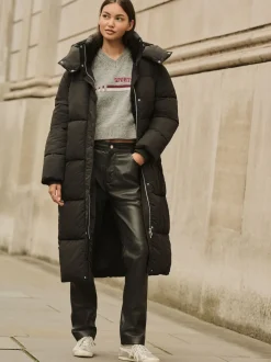 Noir - Manteau long rembourré imperméable