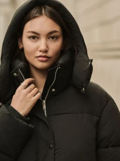 Noir - Manteau long rembourré imperméable