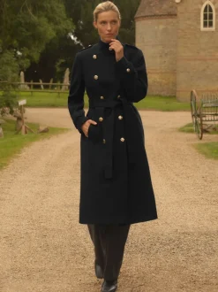 Noir - Manteau Love & Roses enveloppant à col cheminée