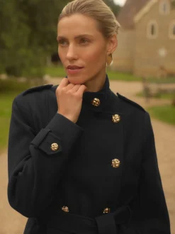 Noir - Manteau Love & Roses enveloppant à col cheminée