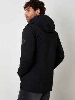 Noir - Manteau Threadbare matelassé à capuche imperméable