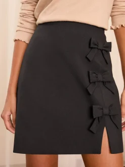 Noir - Minijupe Love & Roses à nœud