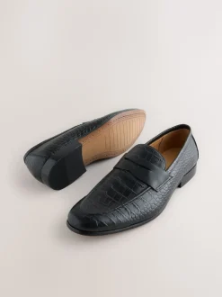 Noir - Mocassins en cuir embossé