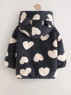 Noir à motif cœur - Polaire zippée (3mois-7ans)