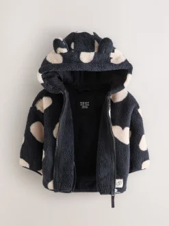 Noir à motif cœur - Polaire zippée (3mois-7ans)