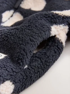 Noir à motif cœur - Polaire zippée (3mois-7ans)