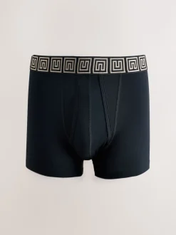 Noir à motif métallisé - Boxer A-Front en coton riche