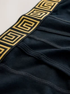 Noir à motif métallisé - Boxer A-Front en coton riche