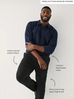 Noir - Moulant - N. Premium Smart Coton TENCEL™ Chinos en Blend de lyocell avec taille confort