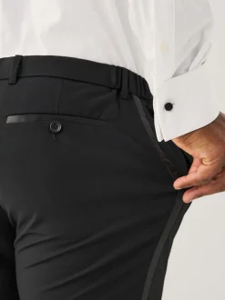 Noir - Moulant - Pantalons de smoking texturés Motionflex avec bande latérale