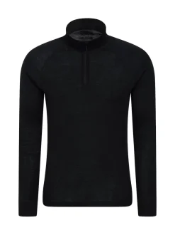 Noir - Mountain Warehouse Mens Merino Quarter Zip Thermal Top