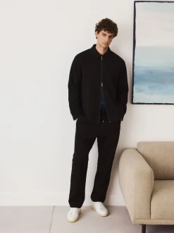 Noir - N. Premium Joggings doux au toucher Scuba Coupe ajustée Open