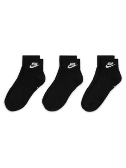 Noir - Nike Tous les jours Essentiel Cheville 100% Coton Chaussettes 3 Lot