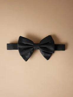 Noir - Nœud papillon en soie texturée Signature Made In Italy