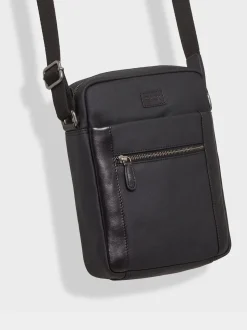 Noir - Osprey London The Small Grantham Besace Sac en toile cirée et cuir