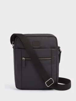 Noir - Osprey London The Small Grantham Besace Sac en toile cirée et cuir