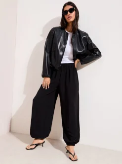 Noir - Pantalon ballon Friends Like These à taille élastique