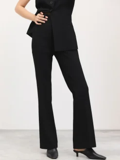 Noir - Pantalon bootcut habillé avec laine