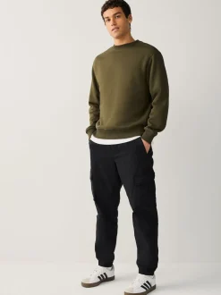 Noir - Pantalon cargo stretch en coton