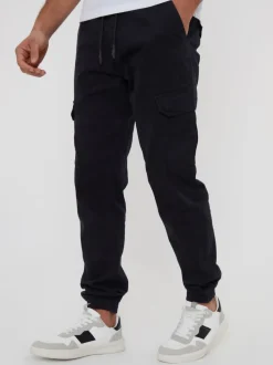 Noir - Pantalon cargo Threadbare style jogger en coton stretch
