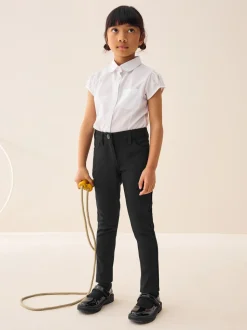 Noir - Pantalon d'école skinny extensible en jersey (3-18ans)