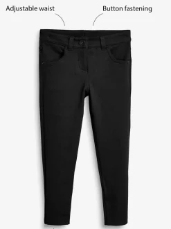 Noir - Pantalon d'école skinny extensible en jersey (3-18ans)