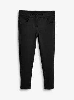 Noir - Pantalon d'école skinny extensible en jersey (3-18ans)