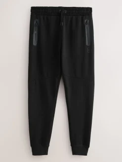 Noir - Pantalon de jogging en interlock doux au toucher à poignets