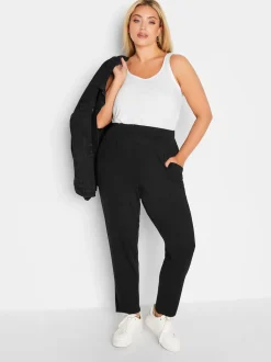 Noir - Pantalon de jogging Yours Curve en jersey stretch à double pli