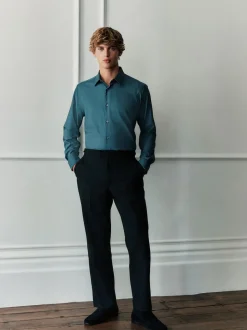 Noir - Pantalon de smoking en laine Marzotto Coupe classique avec bandes latérales