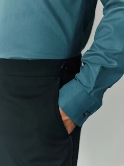 Noir - Pantalon de smoking en laine Marzotto Coupe classique avec bandes latérales