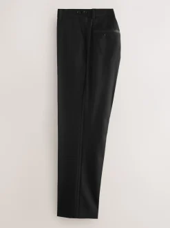 Noir - Pantalon de smoking en laine Marzotto Coupe classique avec bandes latérales