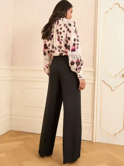 Noir - Pantalon large Love & Roses à boutons